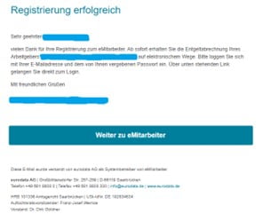 Login für Mitarbeiter von Kunden 2 Registrierung erfolgreich