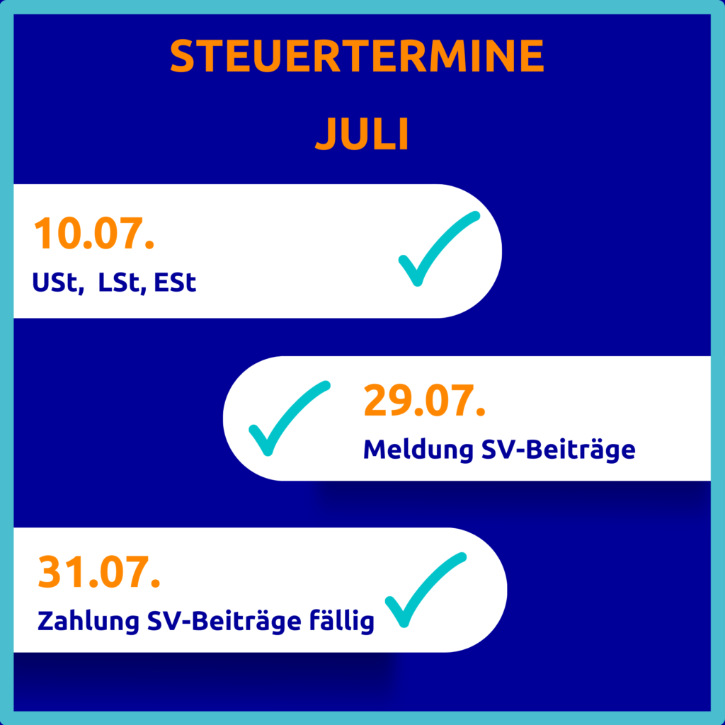 Steuertermine Juli